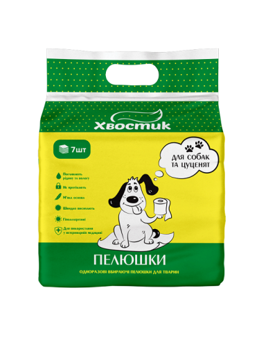Пеленки Хвостик 56х56 см/7 штук, (48 шт/ящ) (Х/48/1440)