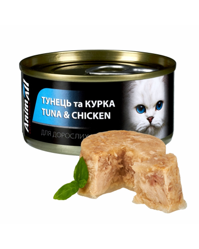 АнімАлл вологий корм для котів Тунець з Куркою 85г