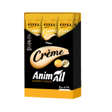 AnimAll Сrème для кошек со вкусом курицы, 6х15 г
