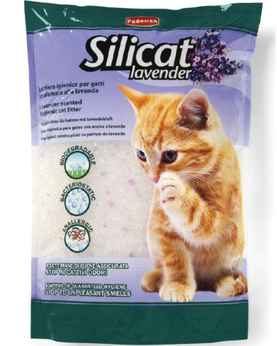 Наполнитель для кошачьего туалета Padovan Silicat Lavender с лавандой силикагелевый 5л/2.2кг (PP00499)