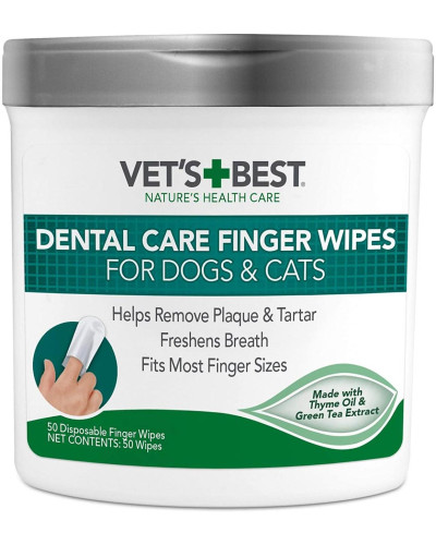 Серветки для догляду за ротовою порожниною Vet's Best Dental Care Finger Wipes для собак 50шт (vb00001)