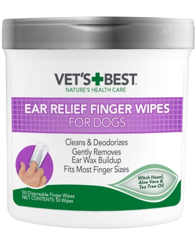 Салфетки для чистки ушей Vet`s Best Ear Relief Finger Wipes для собак 50шт (vb00000)