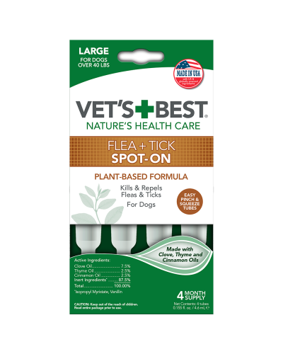 Краплі Vet's Best Flea&Tick Drops Large для собак вагою від 18 кг 4 туби (vb10520)