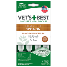 VET`S BEST Flea&Tick Drops Small краплі від бліх та кліщів для собак до 7 кг (1,6 мл х 4)