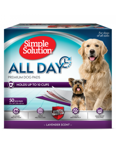 Пелюшки для собак Simple Solution All Day Premium Dog Pads з ароматом лаванди 60х58см 50шт (ss10242)