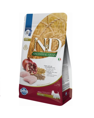 Сухой корм для собак мелких пород Farmina N&D Low Grain CHICKEN & POMEGRANATE ADULT MINI 800 gr 21977