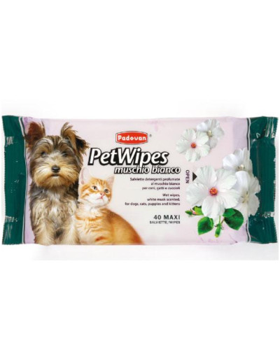 Очисні вологі серветки Padovan Pet Wipes Muschio Bianco 40 шт (PP00463)