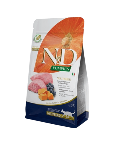 Сухий корм для стерилізованих котів Farmina N&D Grain Free PUMPKIN LAMB & BLUEBERRY NEUTERED ADULT з гарбузом, ягням та чорницею 300 г 40121