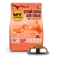 Мой чемпион. Полнорационный сухой корм для собак с ягненком, 10 кг.