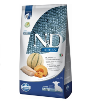 Сухой корм для щенков мелких пород Farmina N&D Grain Free OCEAN COD, PUMPKIN & CANTALOUPE MELON PUPPY MINI с треской и дыней 7 kg 38814