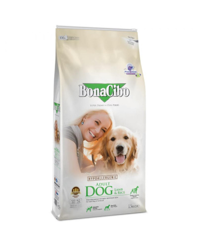 Сухий корм для дорослих собак суперпреміум класу BonaCibo Adult Dog Lamb&Rice Ягня 15 кг (BC405789)