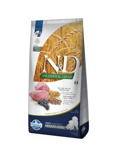 Сухой корм для щенков cредних и крупных пород Farmina N&D Low Grain LAMB & BLUEBERRY PUPPY MEDIUM & MAXI 12 kg 33727