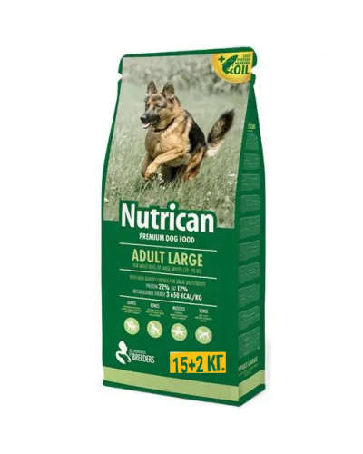 Сухой корм для взрослых собак крупных пород премиум класса Nutrican Adult Large 15+2 кг (nc507023)
