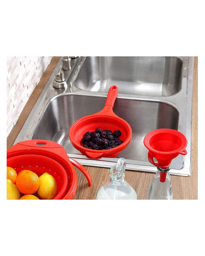 Дуршлаг складной силиконовый с ручкой Dexas Pop Strainer Red 1900 мл 20 см красный (GCC1795)