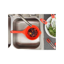 Дуршлаг складной силиконовый с ручкой Dexas Pop Strainer Red 1900 мл 20 см красный (GCC1795)