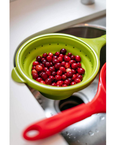 Дуршлаг складной силиконовый с ручкой Dexas Pop Strainer Green 1900 мл 20 см cалатовый (GCC383)