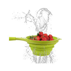 Дуршлаг складной силиконовый с ручкой Dexas Pop Strainer Green 1900 мл 20 см cалатовый (GCC383)