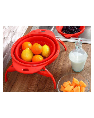 Дуршлаг складной на ножках Dexas Collapsible Colander 3800 мл 25 см силиконовый красный (10CC1795)