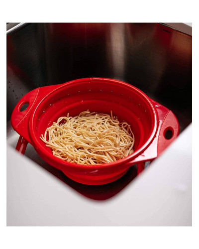 Дуршлаг складной на ножках Dexas Collapsible Colander 3800 мл 25 см силиконовый красный (10CC1795)