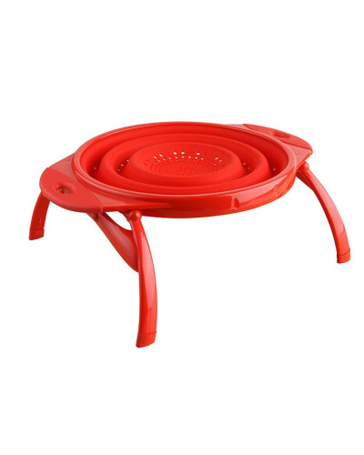Дуршлаг складной на ножках Dexas Collapsible Colander 3800 мл 25 см силиконовый красный (10CC1795)