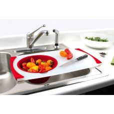 Мультифункциональная доска Dexas Over Sink Strainer Grippboard Стрейнер Борд 51х29 с дуршлагом (427-22-187H)