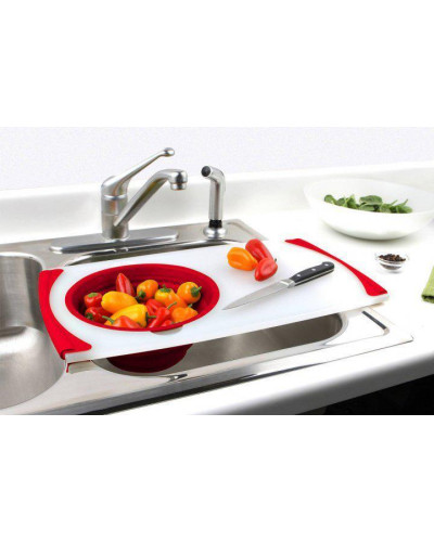 Мультифункциональная доска Dexas Over Sink Strainer Grippboard Стрейнер Борд 51х29 с дуршлагом (427-22-187H)