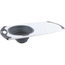 Мультифункциональная доска Dexas Over The Sink Strainer Grippboard Стрейнер 58х32 с дуршлагом серый (42832-60)