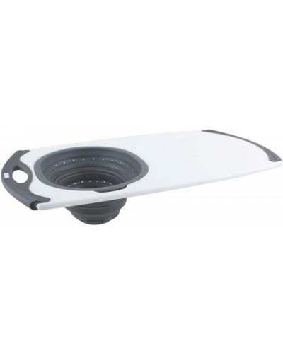 Мультифункциональная доска Dexas Over The Sink Strainer Grippboard Стрейнер 58х32 с дуршлагом серый (42832-60)