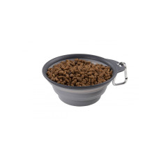 Складна миска для собак та котів Dexas Collapsible Travel Cup S з карабіном 240 мл Сірий (PW200432429)