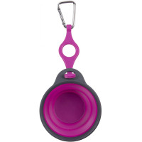 Дорожня миска для тварин Dexas Travel Cup w Bottle Holder&Carabiner з кріпленням пляшки та карабін 240мл Пурпурний (PW2204322405)