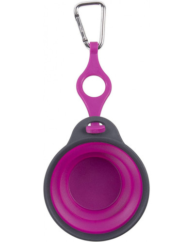 Дорожня миска для тварин Dexas Travel Cup w Bottle Holder&Carabiner з кріпленням пляшки та карабін 240мл Пурпурний (PW2204322405)