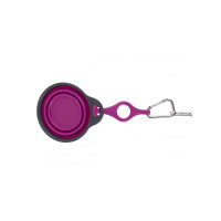Дорожня миска для тварин Dexas Travel Cup w Bottle Holder&Carabiner з кріпленням пляшки та карабін 240мл Пурпурний (PW2204322405)
