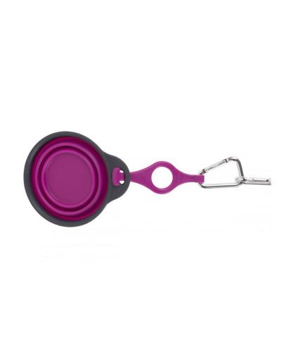 Дорожня миска для тварин Dexas Travel Cup w Bottle Holder&Carabiner з кріпленням пляшки та карабін 240мл Пурпурний (PW2204322405)