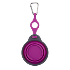 Дорожня миска для тварин Dexas Travel Cup w Bottle Holder&Carabiner з кріпленням пляшки та карабін 240мл Пурпурний (PW2204322405)