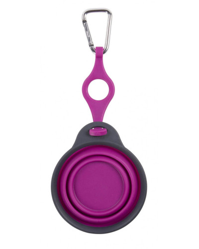 Дорожня миска для тварин Dexas Travel Cup w Bottle Holder&Carabiner з кріпленням пляшки та карабін 240мл Пурпурний (PW2204322405)