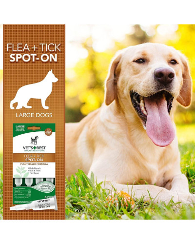 Краплі Vet's Best Flea&Tick Drops Large для собак вагою від 18 кг 4 туби (vb10520)