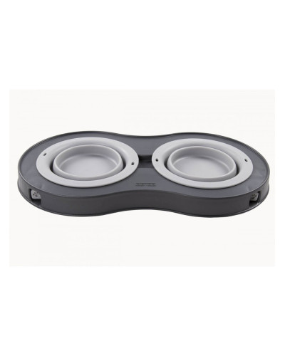 Миска двойная для животных Dexas Double Elevated Feeder на складной подставке 240 мл серый (PW100432429)