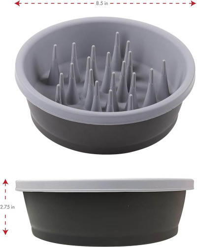 Миска для собак Dexas Slow Feeder Dog Bowl силикон для медленного кормления 1440 мл серый (PW301-432-429)