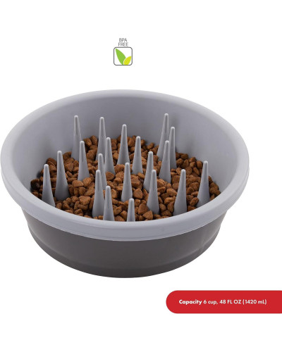 Миска для собак Dexas Slow Feeder Dog Bowl силикон для медленного кормления 1440 мл серый (PW301-432-429)