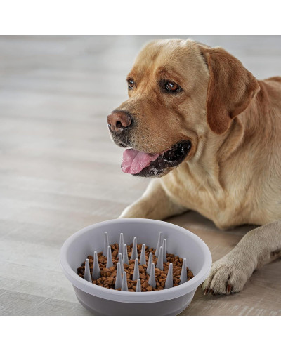 Миска для собак Dexas Slow Feeder Dog Bowl силикон для медленного кормления 1440 мл серый (PW301-432-429)