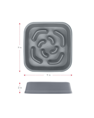 Миска для собак Dexas Slow Maze Feeder Dog Bowl для медленного кормления квадрат 1.44л серый (PW306429)