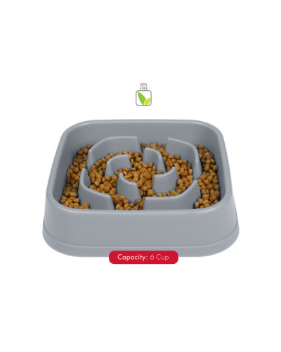 Миска для собак Dexas Slow Maze Feeder Dog Bowl для медленного кормления квадрат 960мл серый (PW304429)