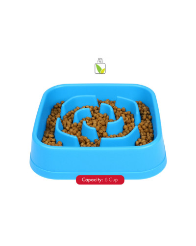 Миска для собак Dexas Slow Maze Feeder Dog Bowl для медленного кормления квадрат 1.44л голубой (PW3062194)