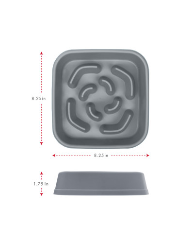 Миска для собак Dexas Slow Maze Feeder Dog Bowl для медленного кормления квадрат 960мл серый (PW304429)