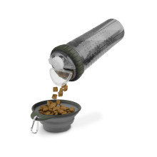Бутылка двойная для воды и корма 480мл со складной миской 240мл Snack Duo Серый (PW450432429)
