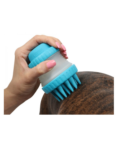Щетка для животных Dexas Scrubbuster силиконовая с емкостью для шампуня голубой (PW73022-2194)
