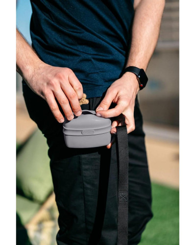 Сумка під ласощі для собак Dexas Pooch Pouch силіконова з кліпсою на пояс Сірий (PW600429)