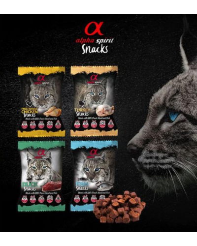 Ласощі для котів Alpha Spirit Snacks напіввологі беззернові кубики з куркою 50 г (as8004350)