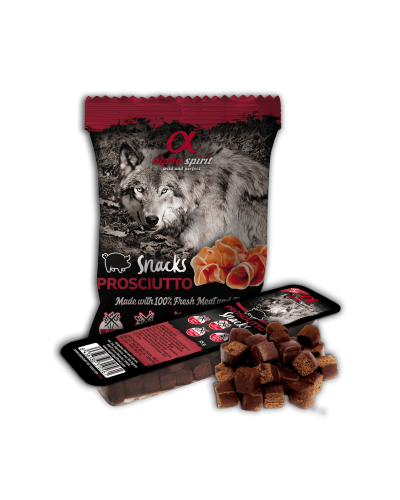 Лакомства для собак Alpha Spirit Snacks полувлажные беззерновые кубики с прошутто 35 г (as4001335)