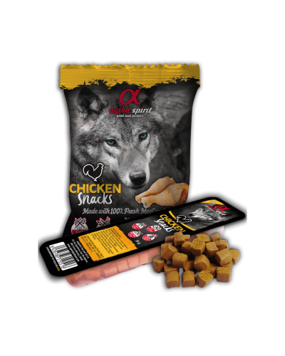 Ласощі для собак Alpha Spirit Snacks напіввологі беззернові кубики з куркою 50 г (as4004350)